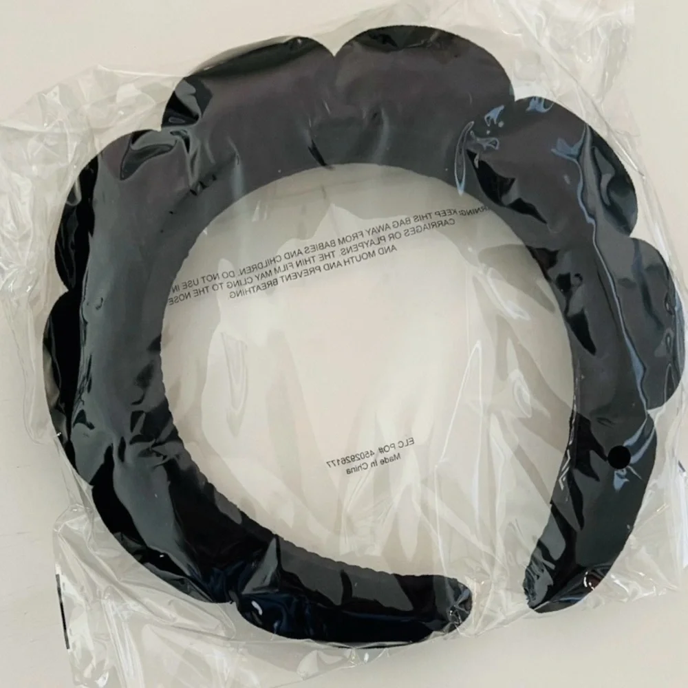 Aveda New Velvet Bubble Spa Headband XL Black White Check Microfiber Hair Towel